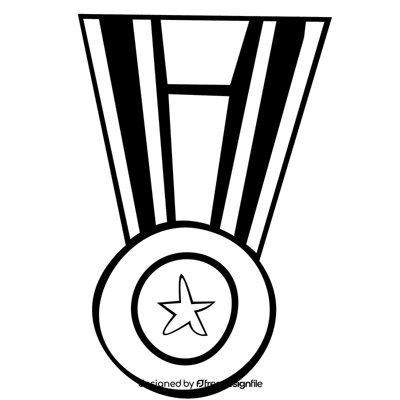 Reward medal black and white clipart