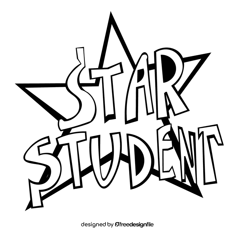 Reward star student black and white clipart