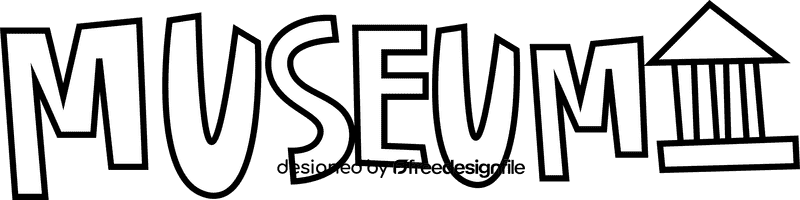 Museum sign black and white clipart