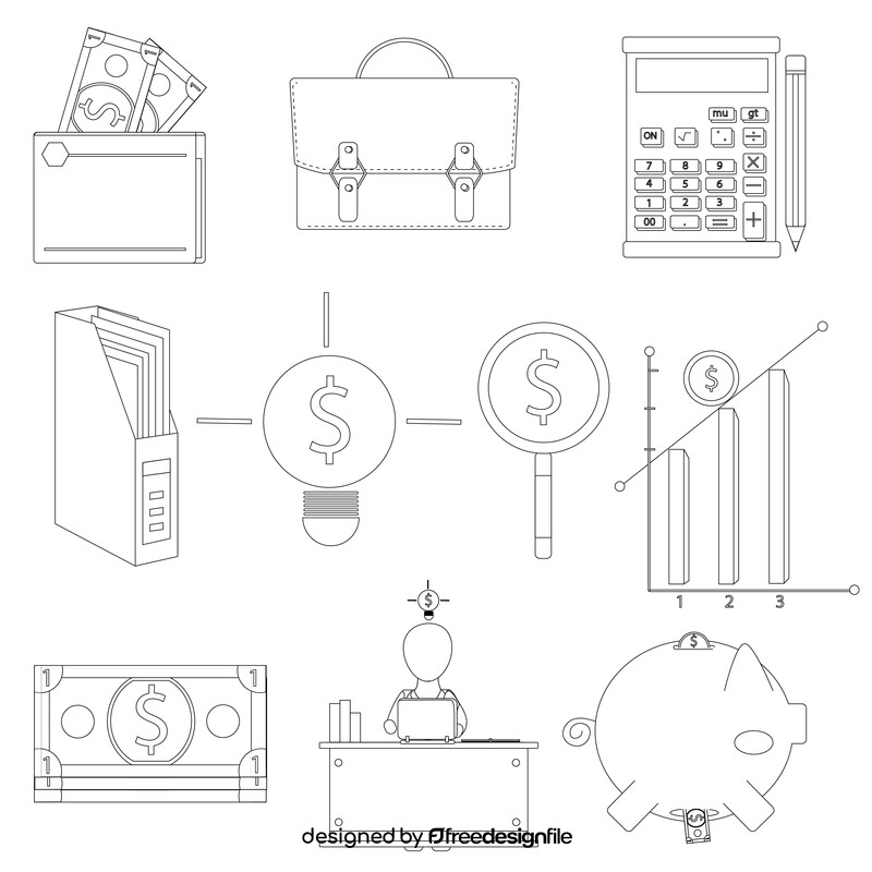 Accountant set black and white vector