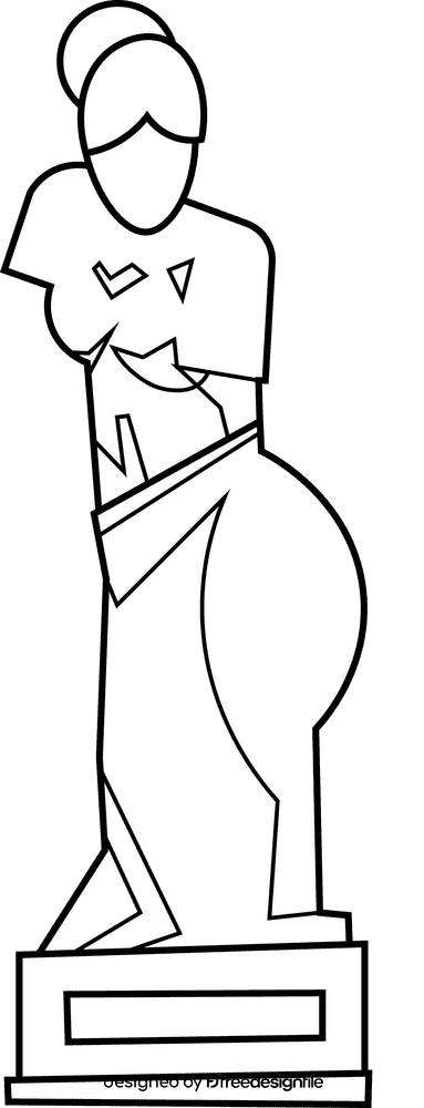 Museum sculpture black and white clipart