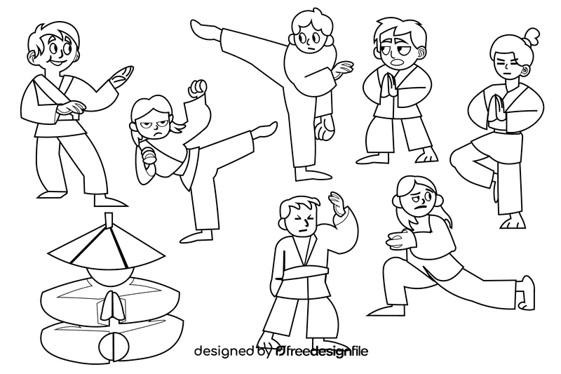 Martial arts black and white vector