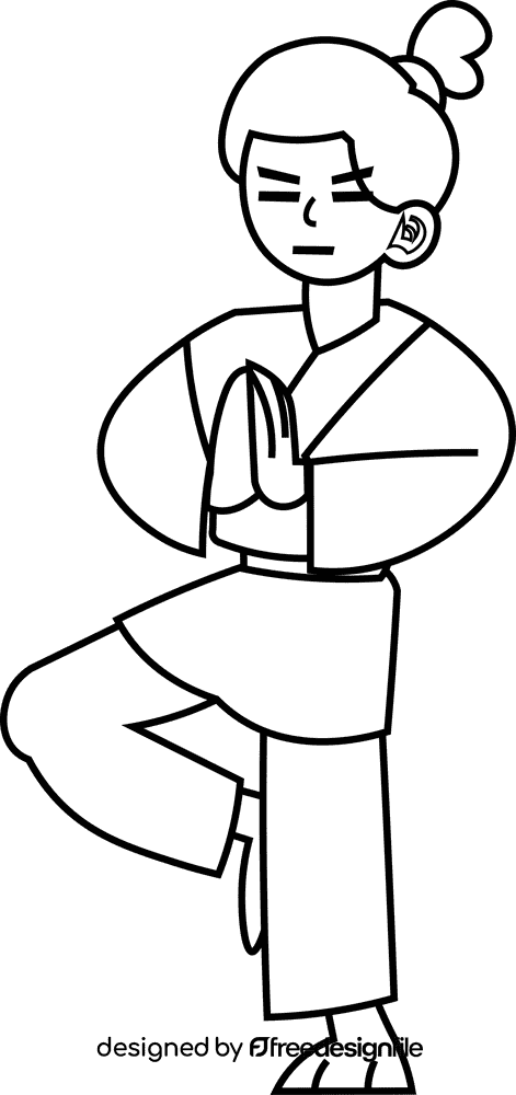 Martial arts calmness black and white clipart
