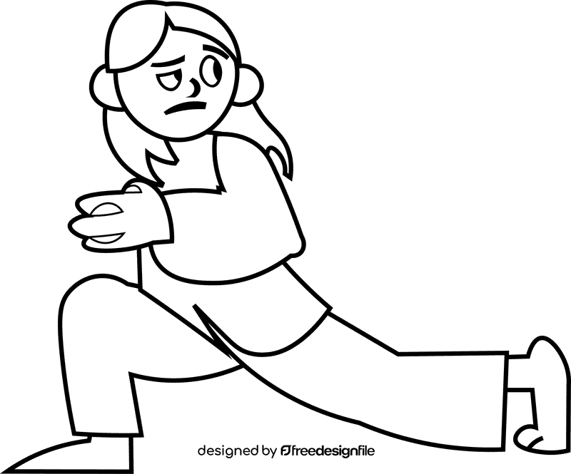 Martial arts stretching black and white clipart