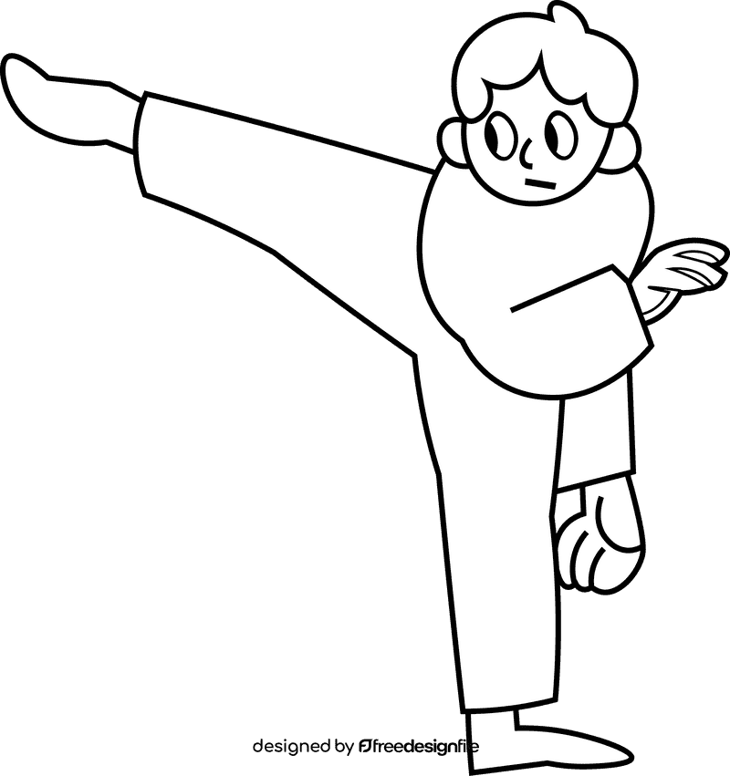 Martial arts strike black and white clipart