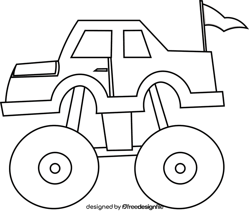 Monster truck side black and white clipart