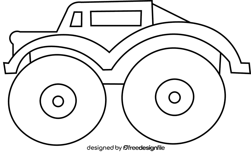 Monster truck truck black and white clipart