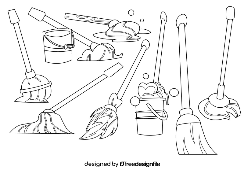Mop black and white vector