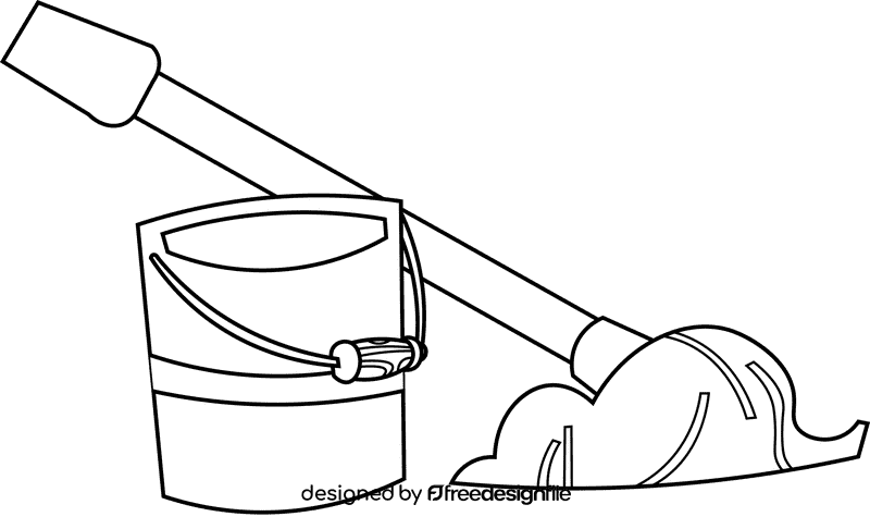 Mop bucket black and white clipart