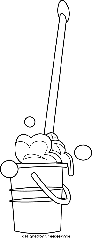 Mop bucket black and white clipart