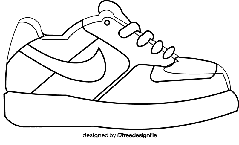 Nike boot black and white clipart
