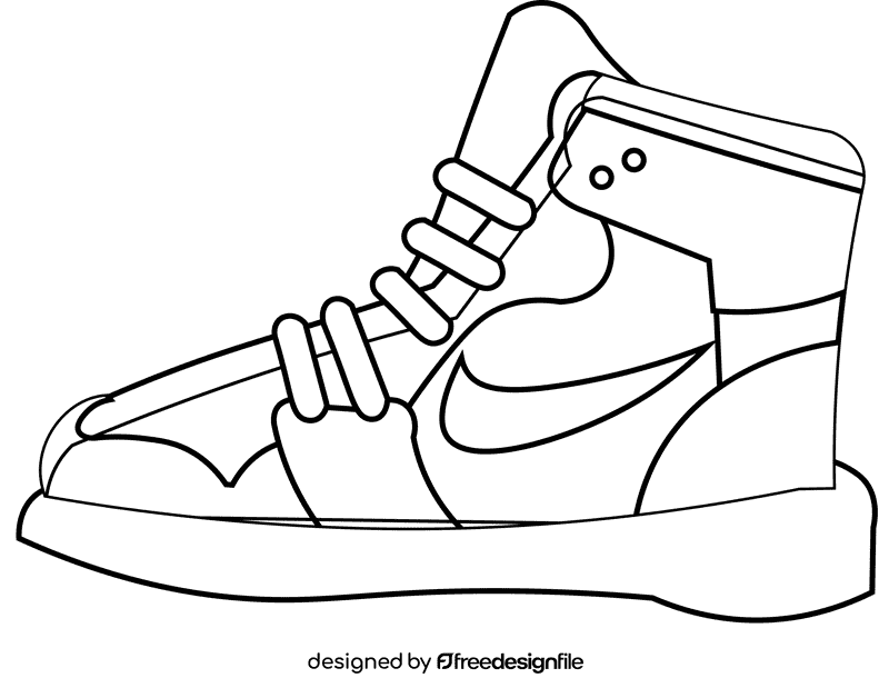 Nike sneaker black and white clipart