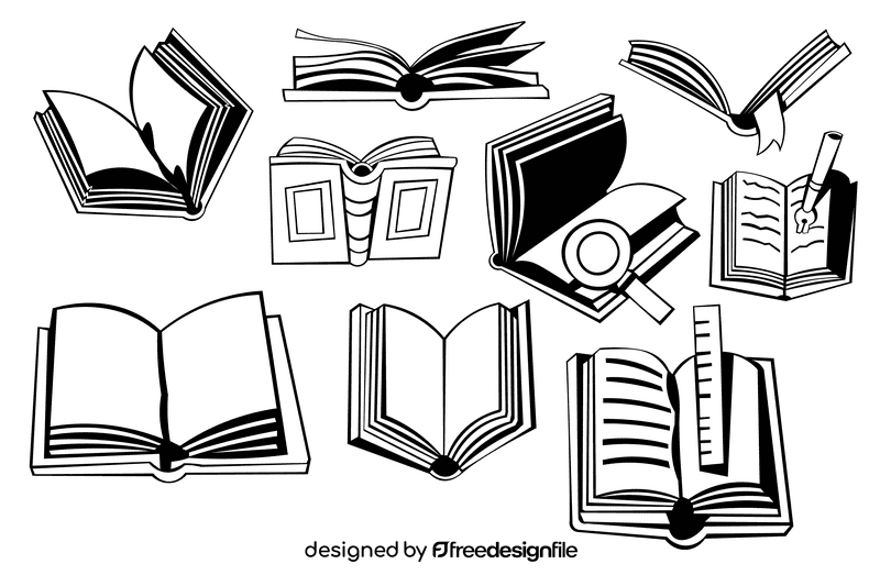 Open book black and white vector