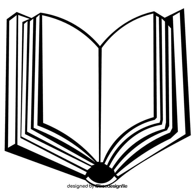 Open book book black and white clipart