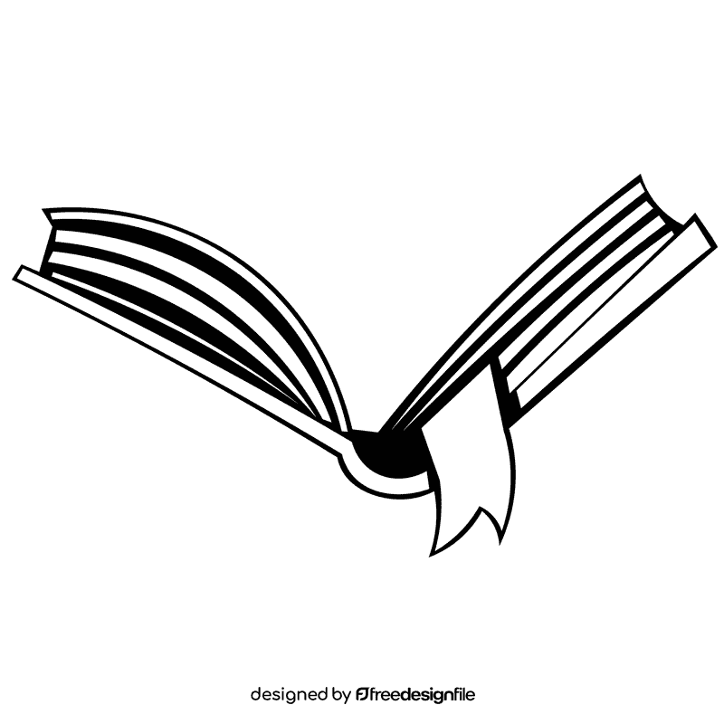 Open book bookmark black and white clipart