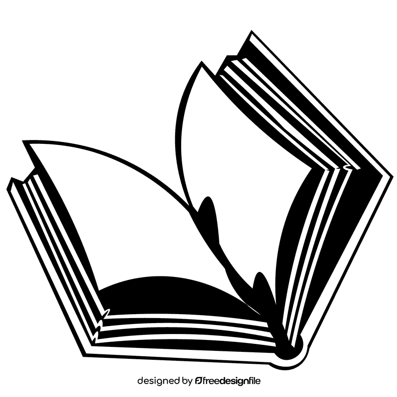 Open book open black and white clipart