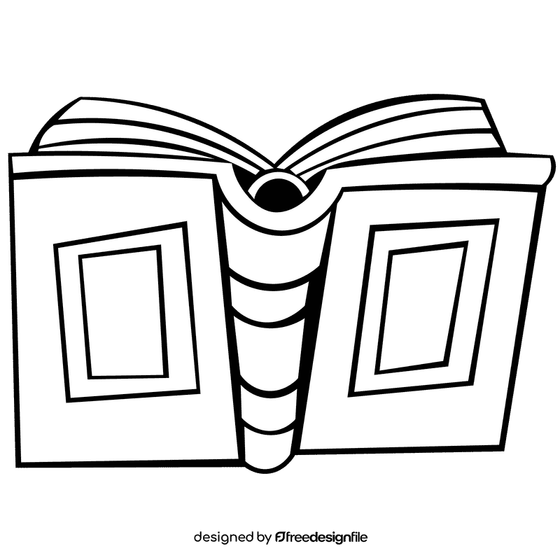 Open book pattern black and white clipart