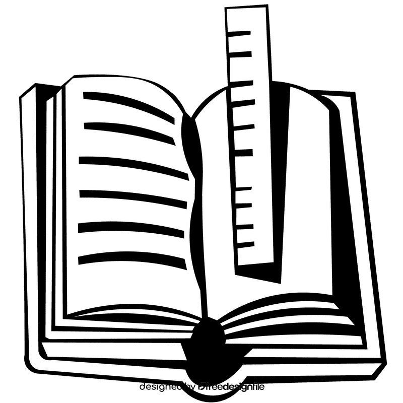 Open book ruler black and white clipart