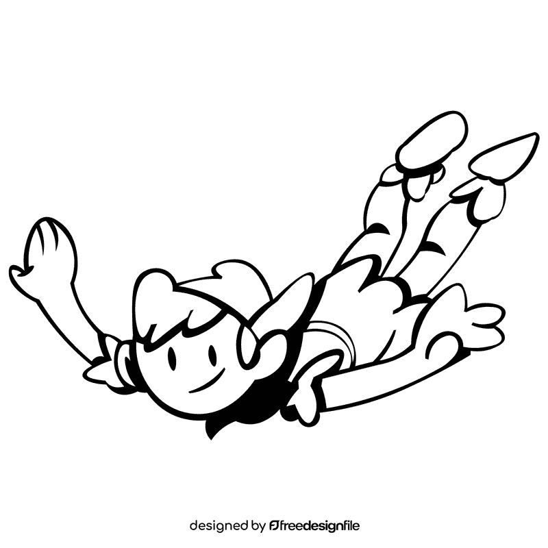 Peter pan flying black and white clipart