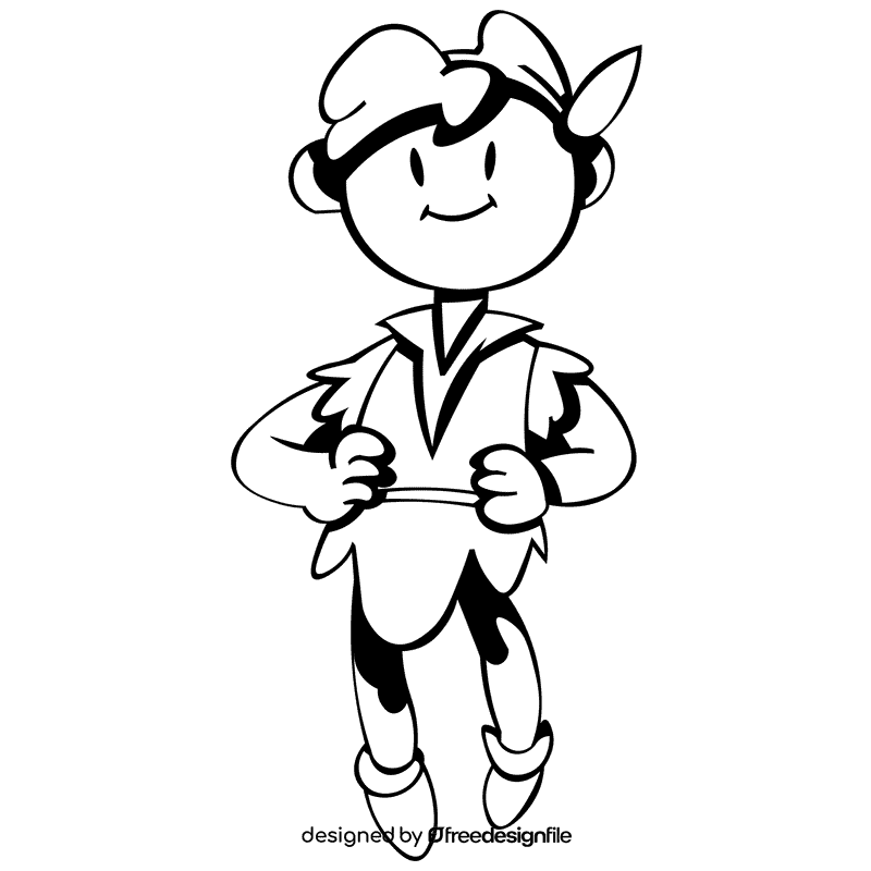 Peter pan small black and white clipart