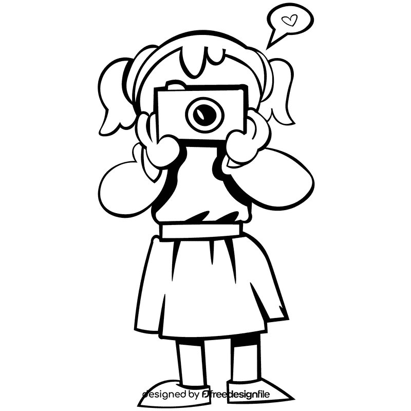 Photographer girl black and white clipart