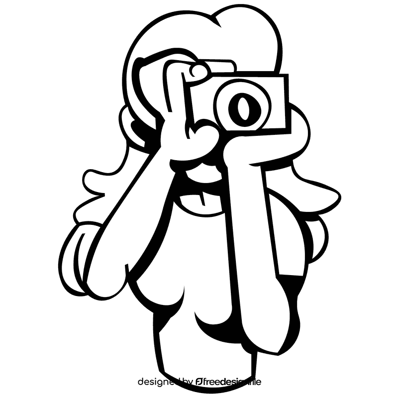 Photographer woman black and white clipart