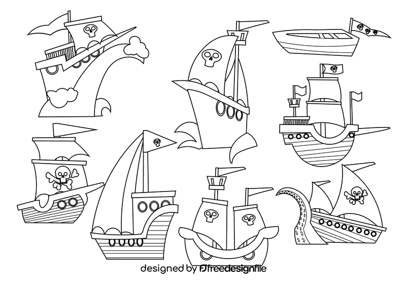 Pirate ship black and white vector