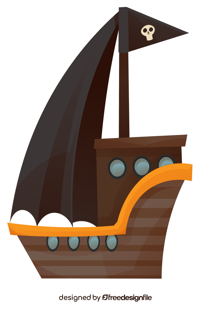 Pirate ship big flag clipart
