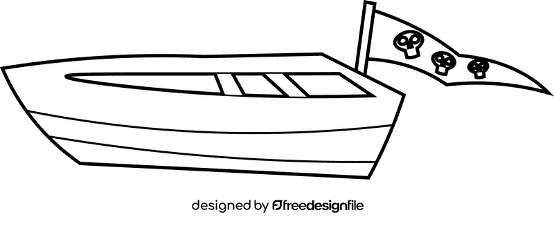 Pirate ship boat black and white clipart