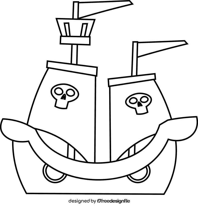 Pirate ship double black and white clipart