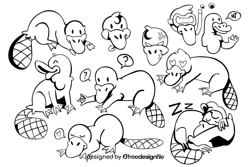 Platypus black and white vector