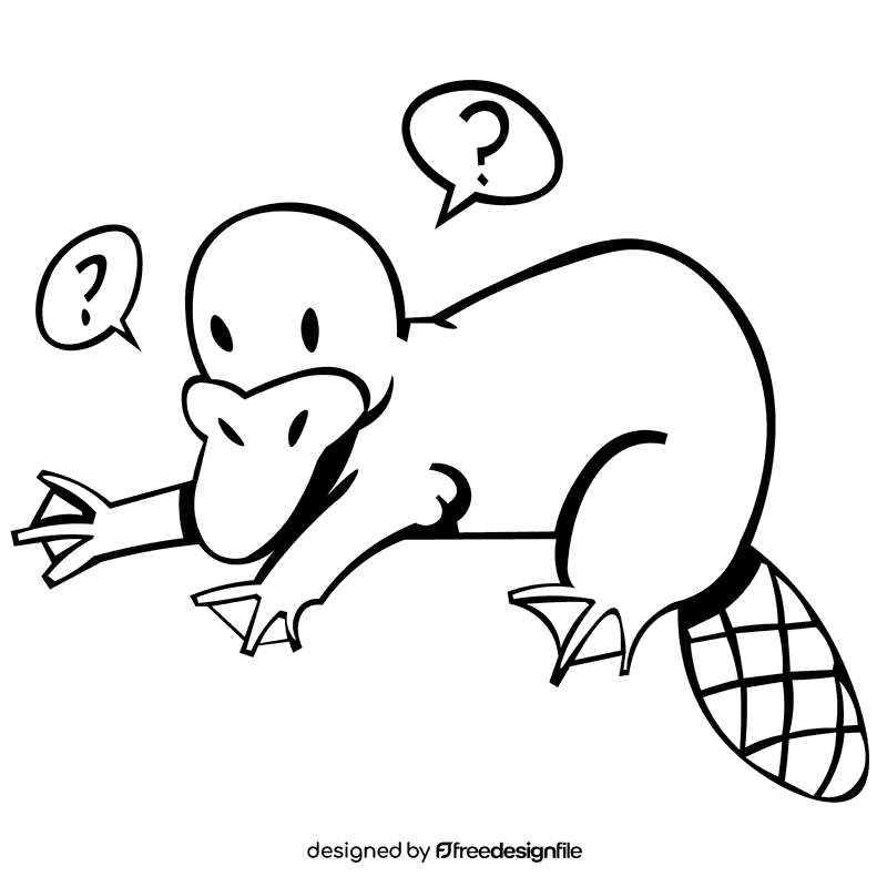 Platypus confused black and white clipart
