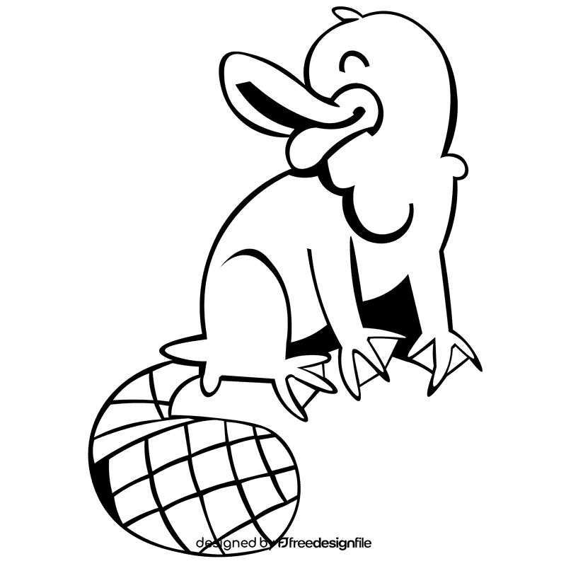 Platypus happy black and white clipart