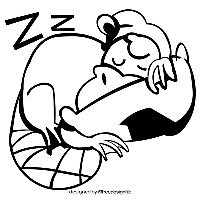 Platypus sleep black and white clipart