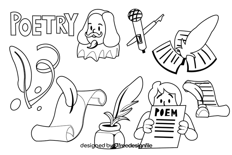 Poetry black and white vector