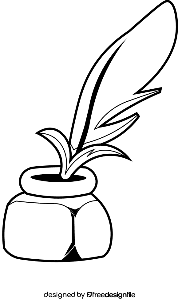Poetry inkwell black and white clipart