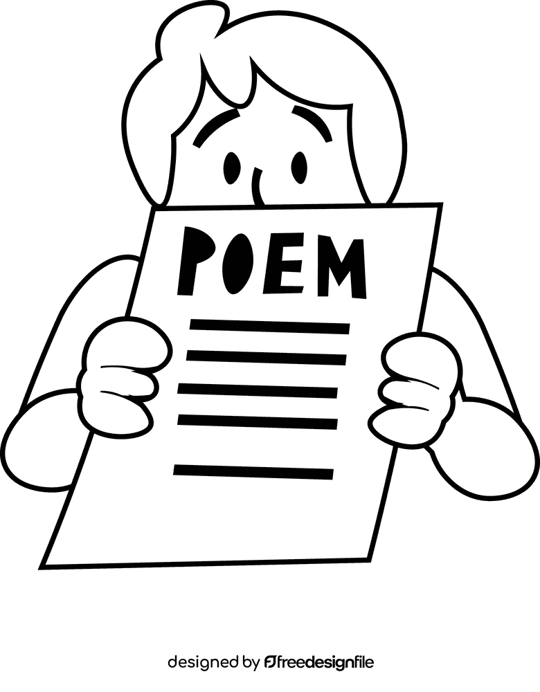 Poetry poem black and white clipart