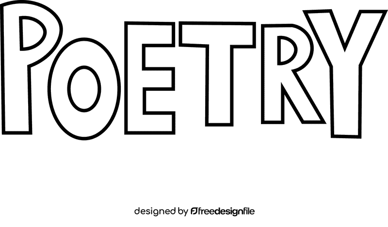 Poetry sign black and white clipart