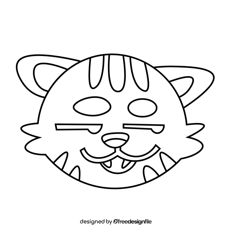 Cartoon cat head black and white clipart