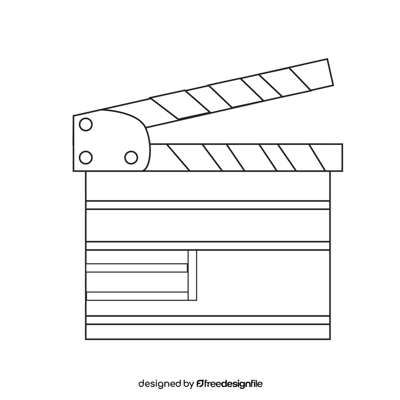 Clapperboard drawing black and white clipart