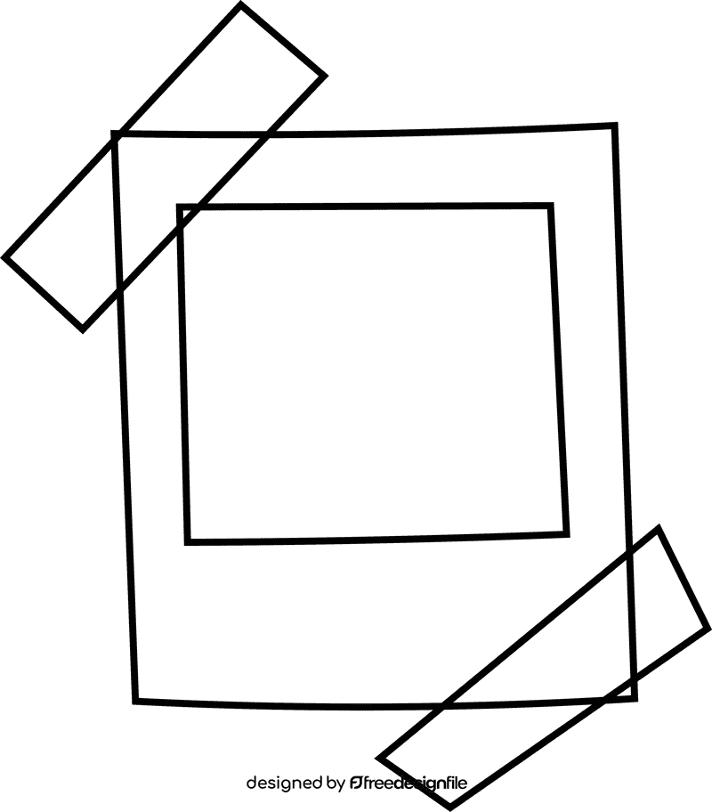 Polaroid adhesive tape black and white clipart