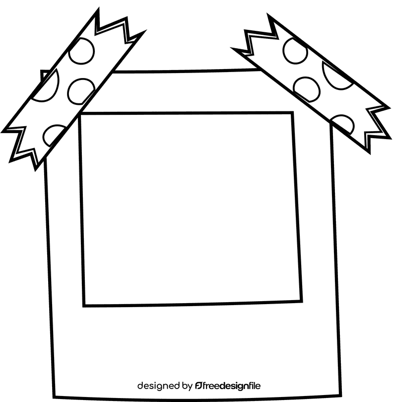 Polaroid adhesive tape black and white clipart