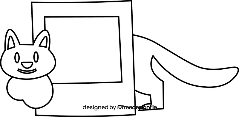 Polaroid cat black and white clipart