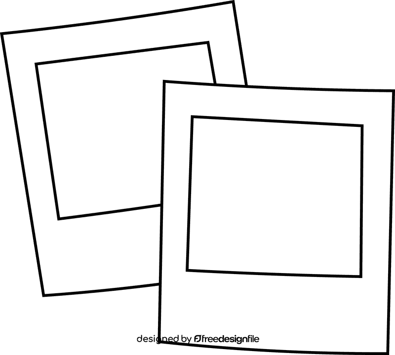Polaroid double black and white clipart