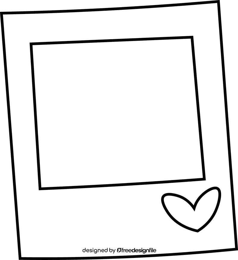 Polaroid heart black and white clipart