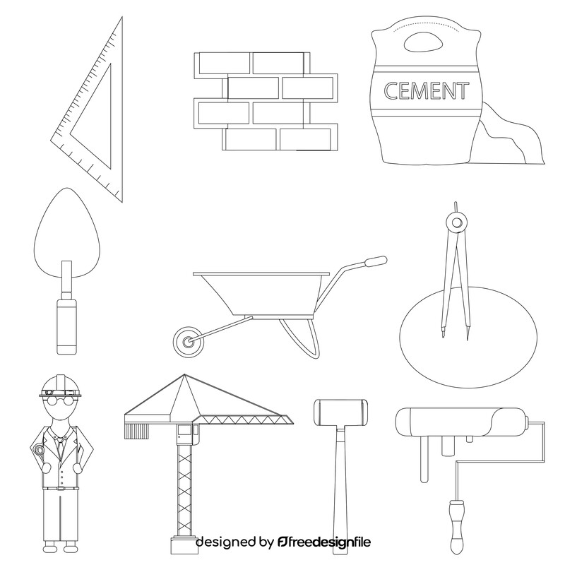 Architect set black and white vector