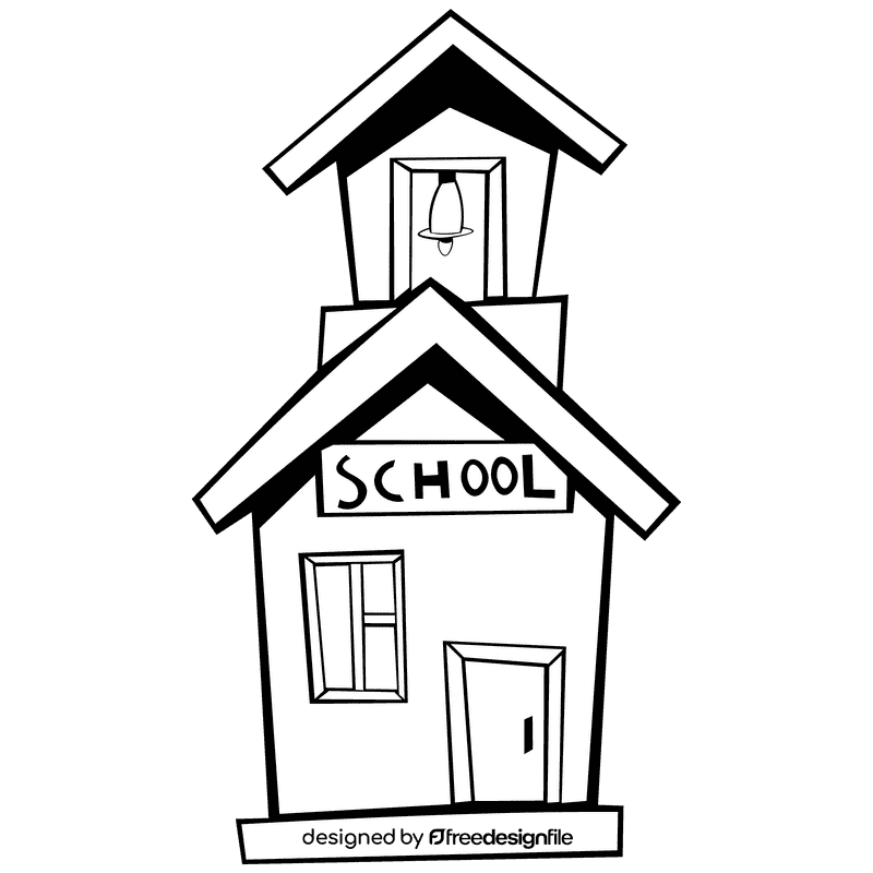 School bell tower black and white clipart