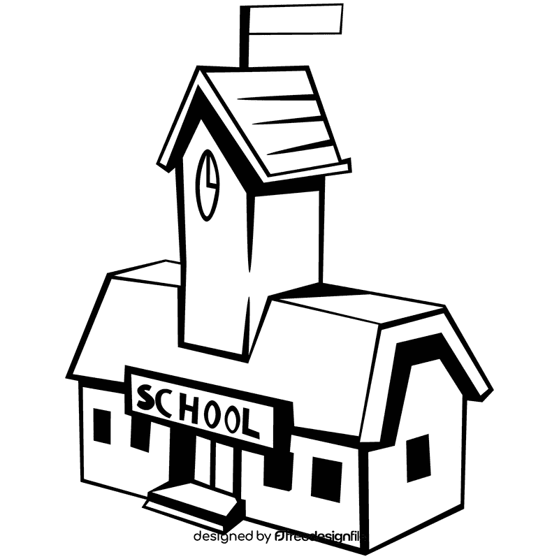 School bell tower black and white clipart