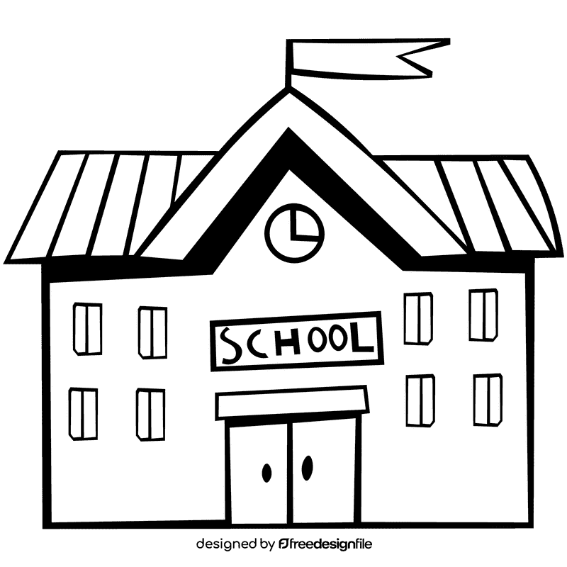 School big black and white clipart