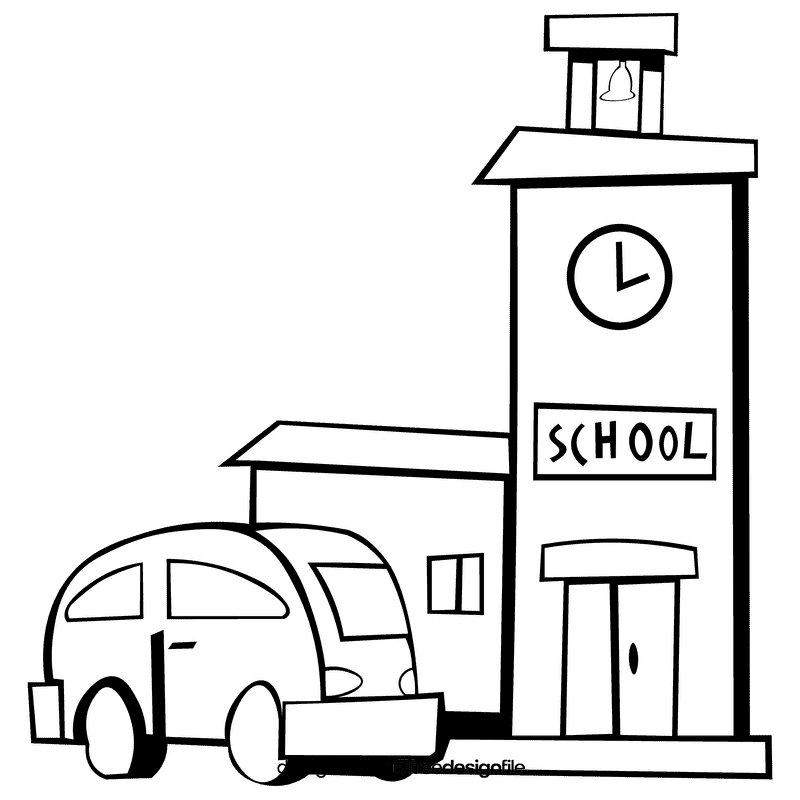 School bus black and white clipart